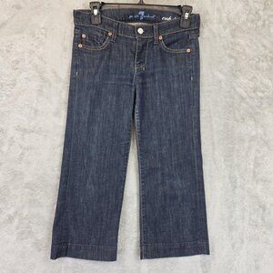7 For All Mankind Jeans Womens 24 Blue Crop Dojo Stretch Flare Denim Made USA